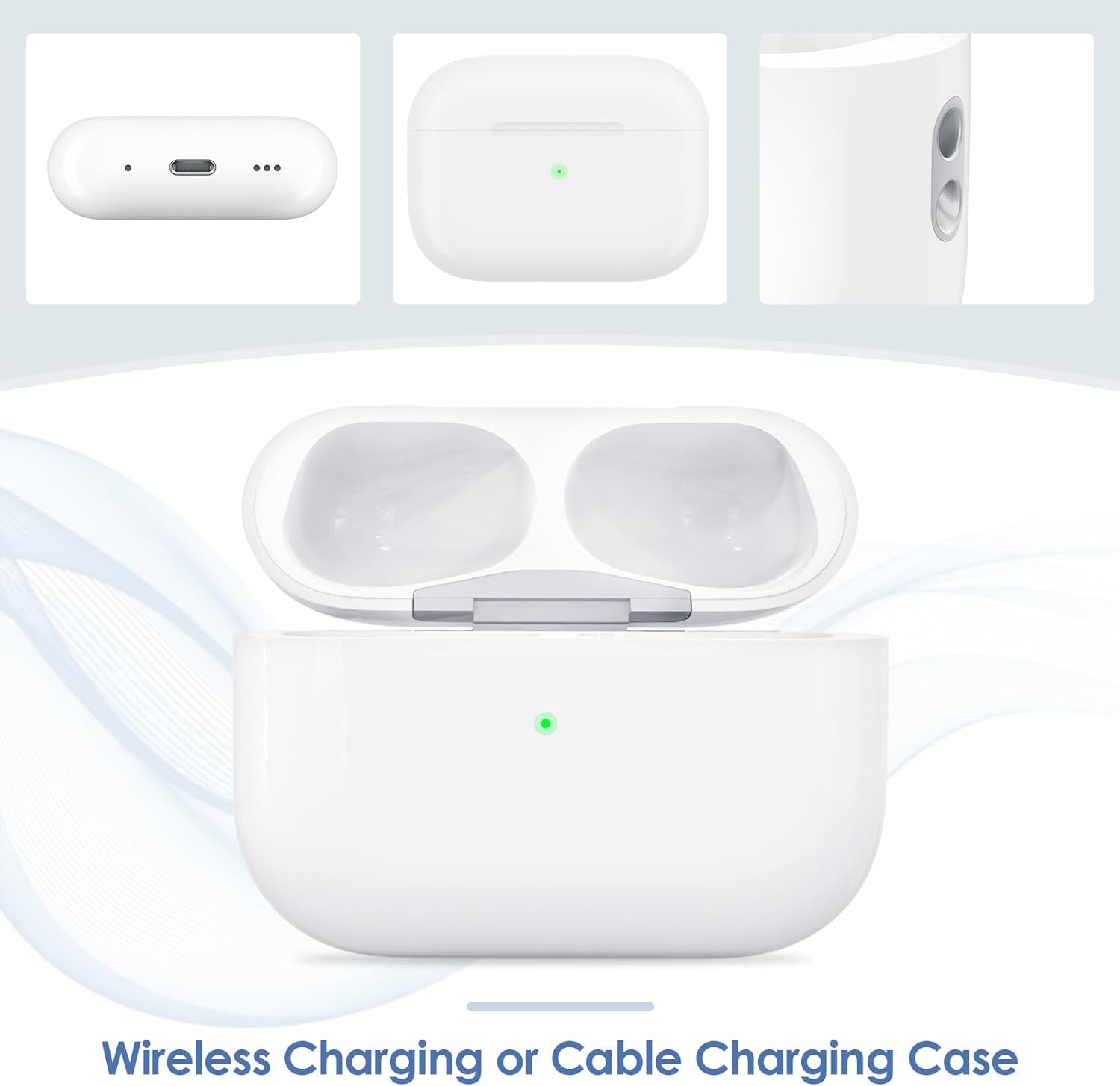 Charging Case for AirPods Pro 1st/2nd Generation, Charger Port for Airpod Pro 2nd/1st Replacement Charger Case Built-in 660 mAh Battery Support Wireless & Wired (Case pro 1/2 L Port)