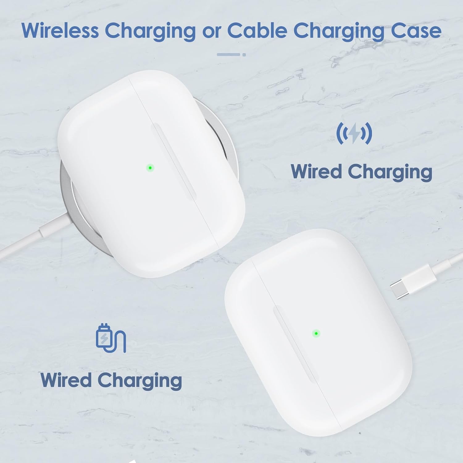 Charging Case for AirPods Pro 1st/2nd Generation, Charger Port for Airpod Pro 2nd/1st Replacement Charger Case Built-in 660 mAh Battery Support Wireless & Wired (Case pro 1/2 L Port)